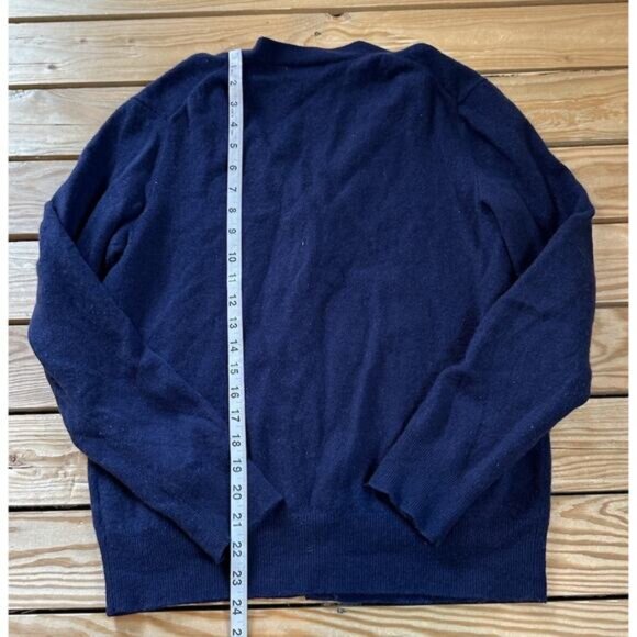 Polo Ralph Lauren Elbow Patch Merino Wool Cardigan Size Large Men’s Navy - Picture 6 of 8